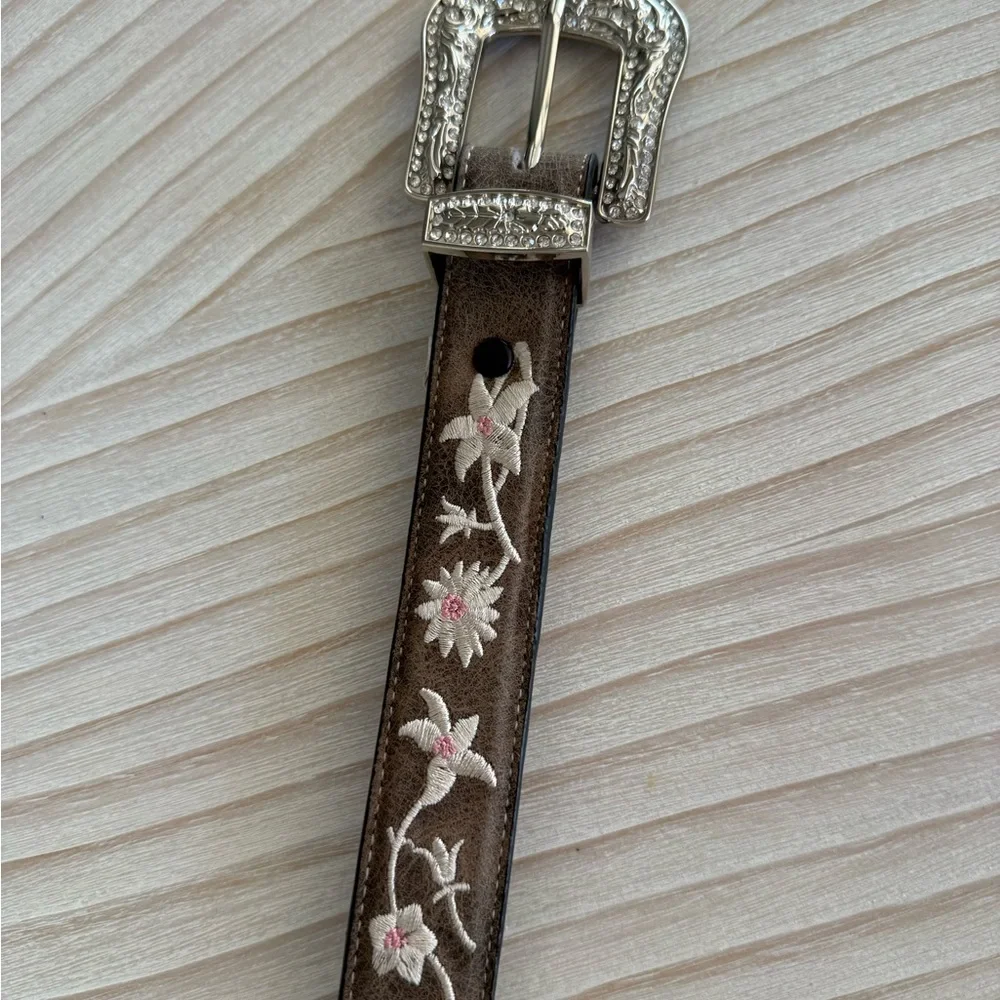 Angel Ranch Girls Floral Embroidered Western Belt – Size 22